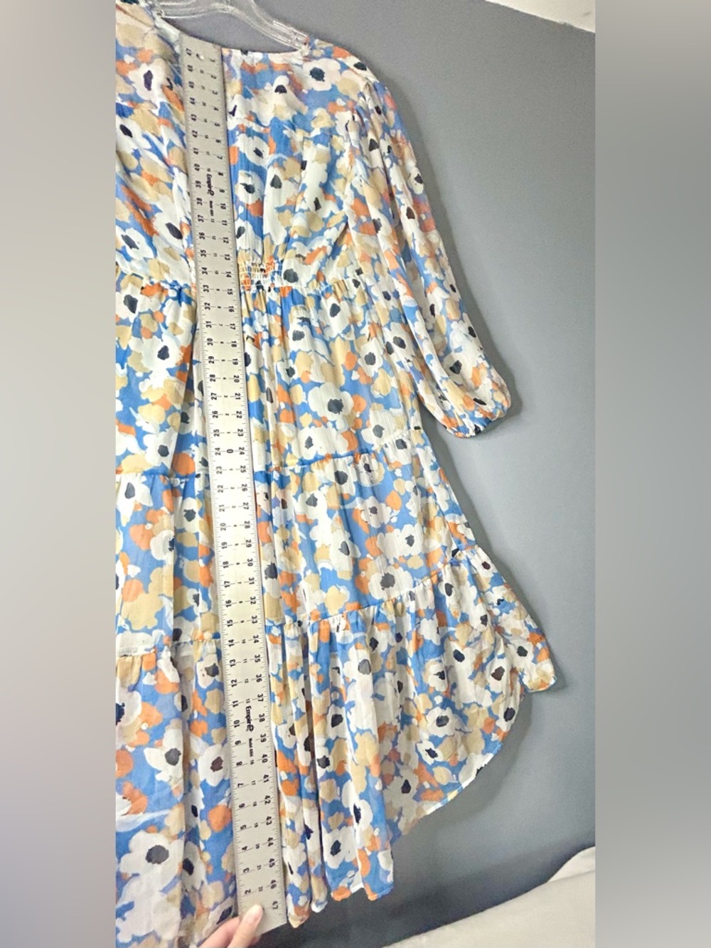 Joie Midi Dress Womens S Floral Chiffon Tiered Balloon Sleeve Cottagecore Flowy - Picture 9 of 16